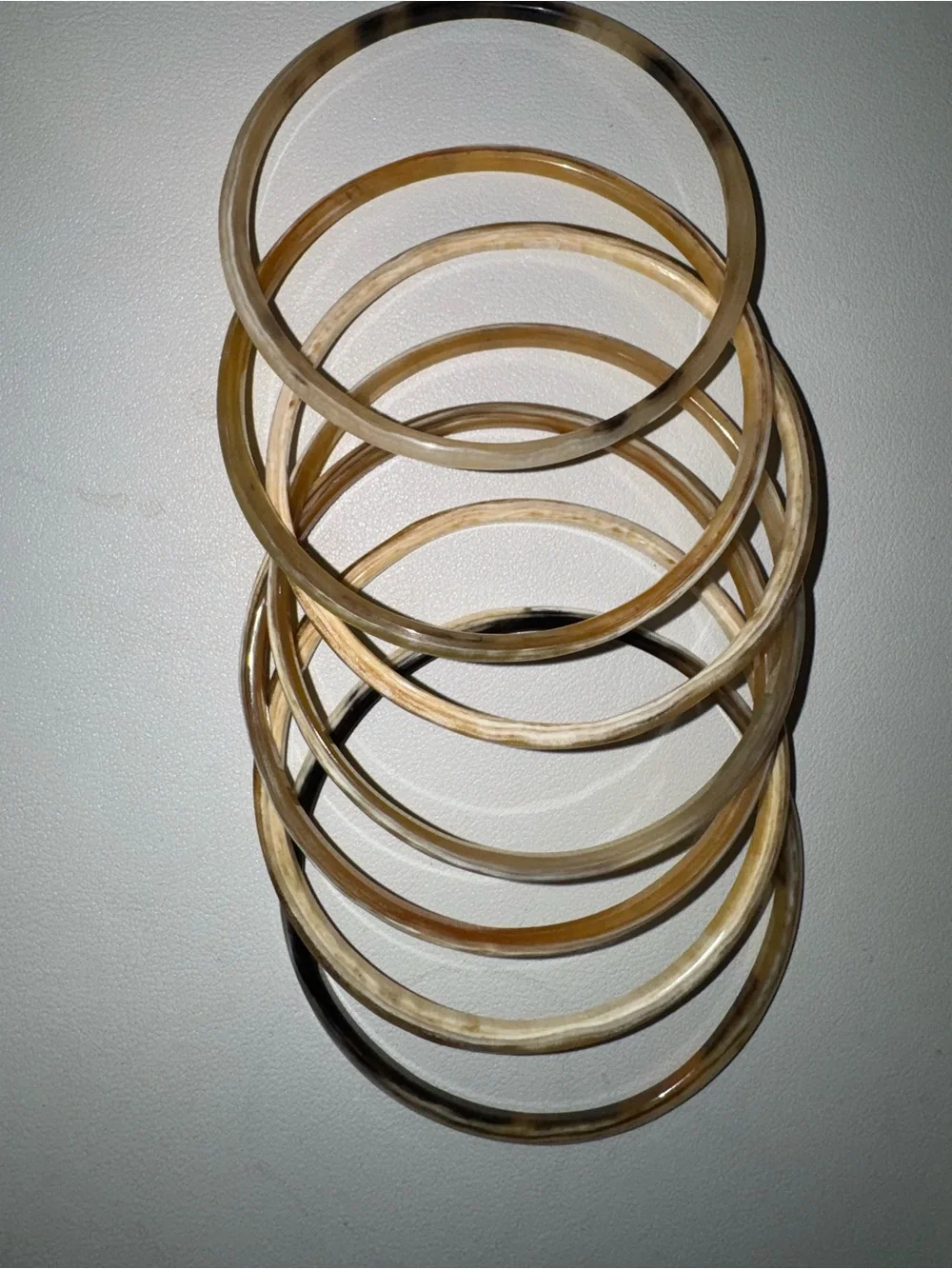 Set of 7 Natural Buffalo Horn Bangle Bracelets